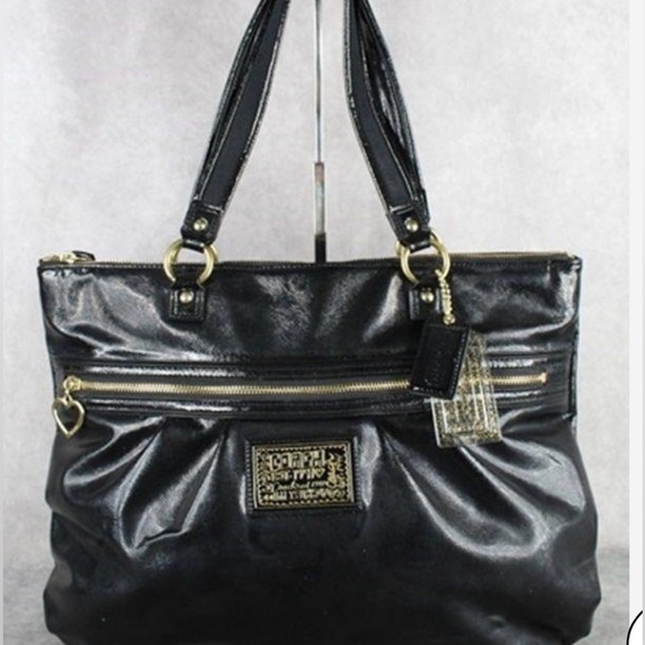 Coach Like New Poppy Daisy Liquid Gloss Patent Leather Tote Shoulder Bag - Picture 1 of 10